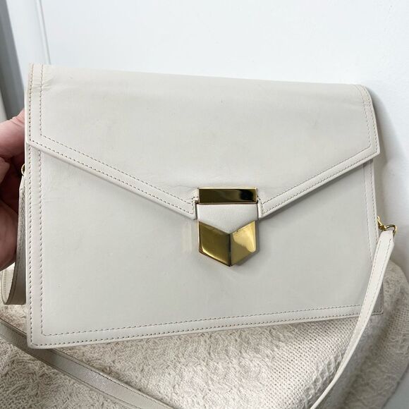 Vintage Parri’s Firenze Cream Leather Clutch Shoulder Bag Envelope Classic - Picture 3 of 12